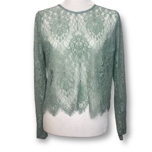Forever 21 Long Sleeve Lace Top-EUC, Medium